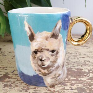 Anthropologie Llama Coffee Cup Mug Lauren Carlson Wolcott 12 Oz